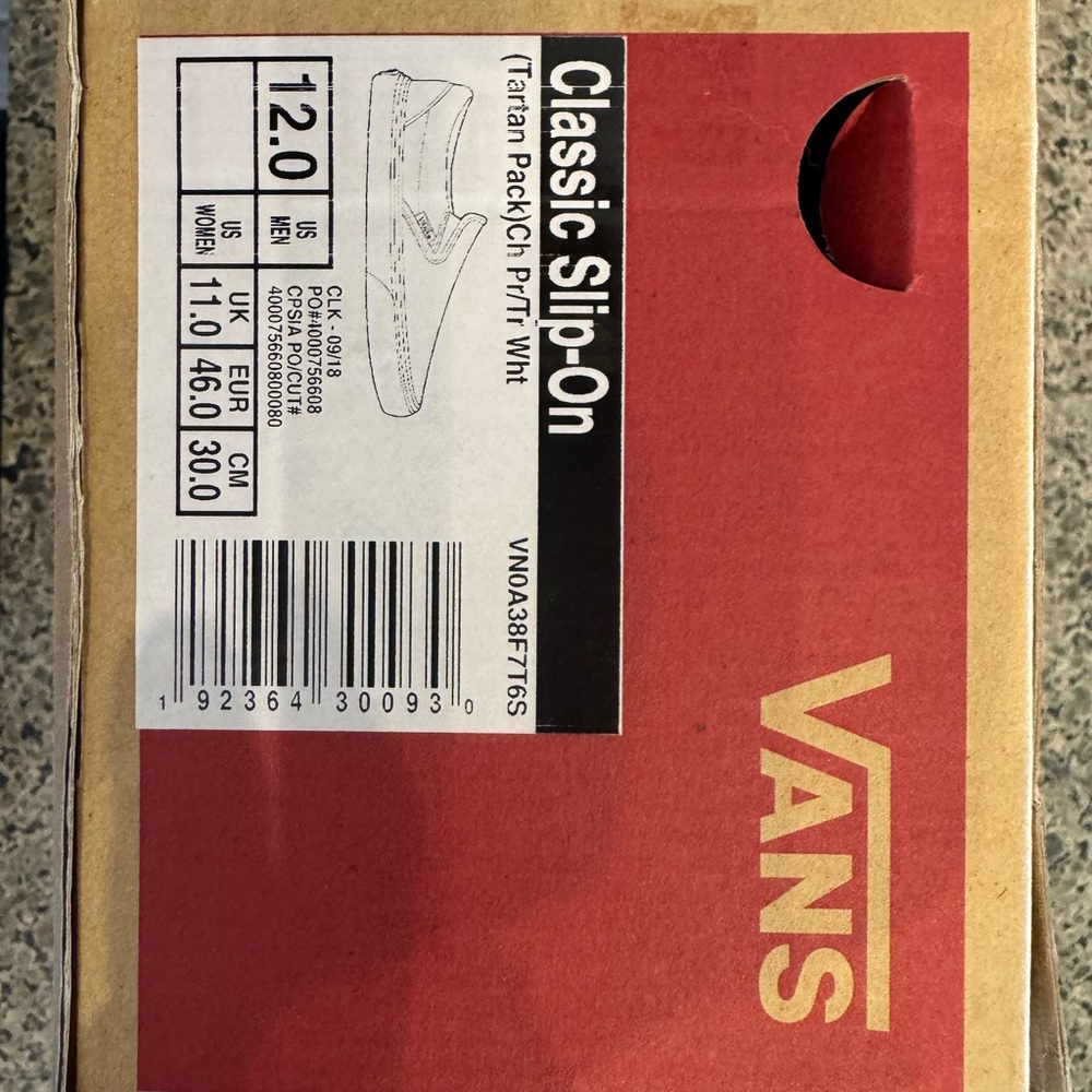Vans Slip-On Plaid Red & Black Skate Shoes - Picture 5 of 5